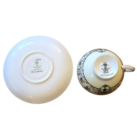Crown Staffordshire Rennaissance Floral Tea Cup and Saucer England China CT318 - Picture 10 of 12